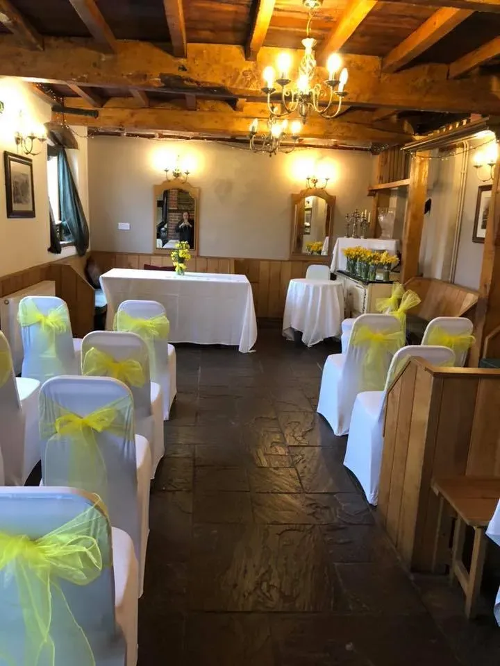 The smaller licensed room arranged for a ceremony
