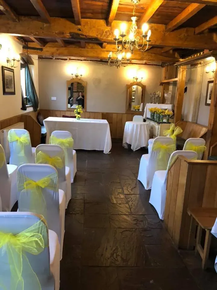 The smaller licensed room arranged for a ceremony