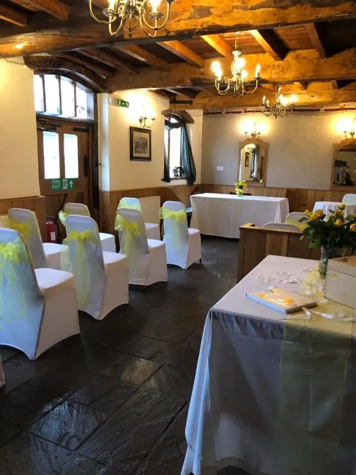 The intimate room dressed with yellow accents